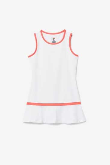 Fila Enfants Core Tennis Robe 101 Blanche / Coral Fila France LYP-546910